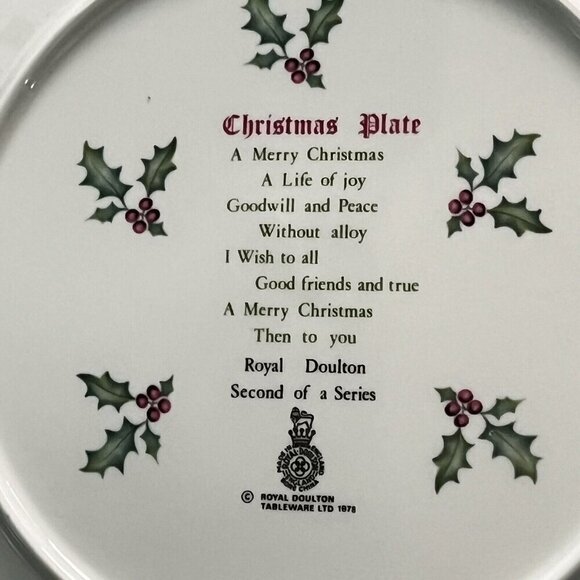 Royal Doulton Christmas Plate Child Gathering Holly Vintage 1978 - Picture 3 of 10